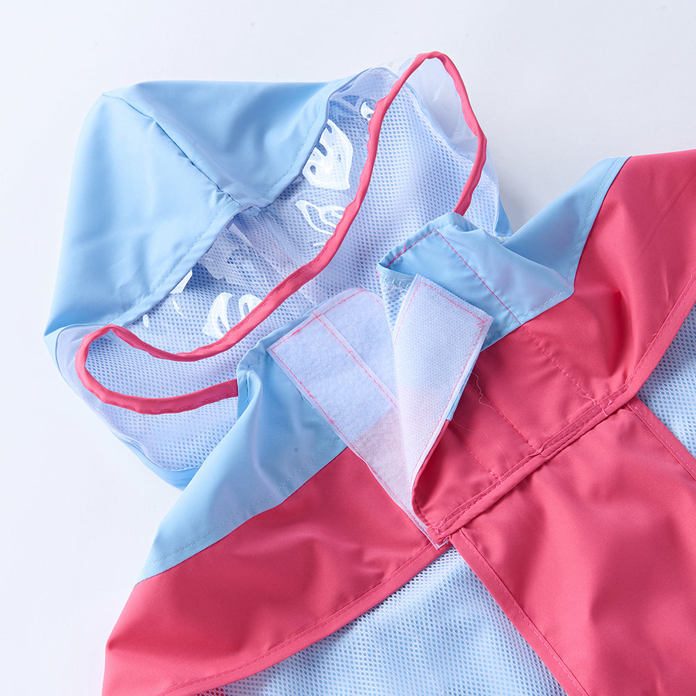 Waterproof Dog Raincoat for Medium & Large Dogs(Pink-Blue)