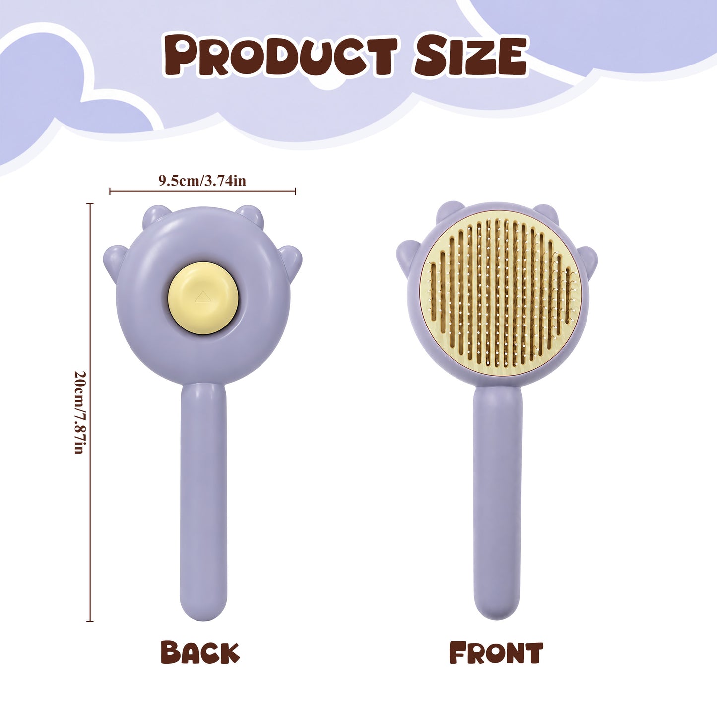 Cat & Dog Grooming Brush, Pet Hair Removal Brush for Long & Short Hair, Easy Clean Deshedding Brush for Cats and Dogs, Pet Grooming Comb for Loose Fur - Purple