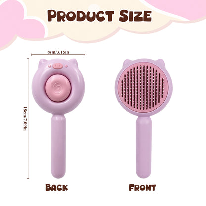 Cat & Dog Grooming Brush, Pet Hair Removal Brush for Long & Short Hair, Easy Clean Deshedding Brush for Cats and Dogs, Pet Grooming Comb for Loose Fur - Pink
