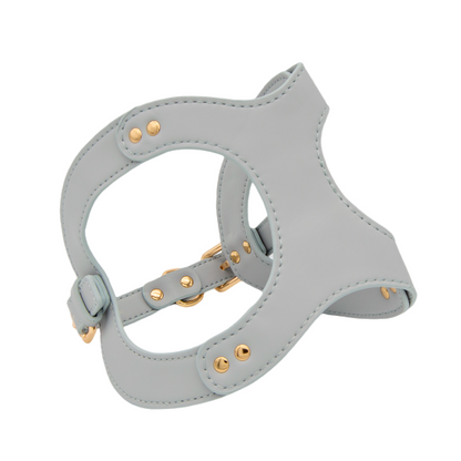 Small Dog PU Leather Harness & Leash Set (Fits Chest 26-50cm)(Moonlight Grey)