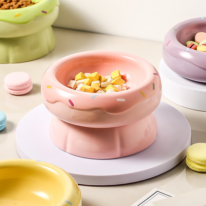 Donut Duo Ceramic Dog Bowl Set(Pink)