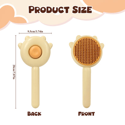 Cat & Dog Grooming Brush, Pet Hair Removal Brush for Long & Short Hair, Easy Clean Deshedding Brush for Cats and Dogs, Pet Grooming Comb for Loose Fur - Yellow