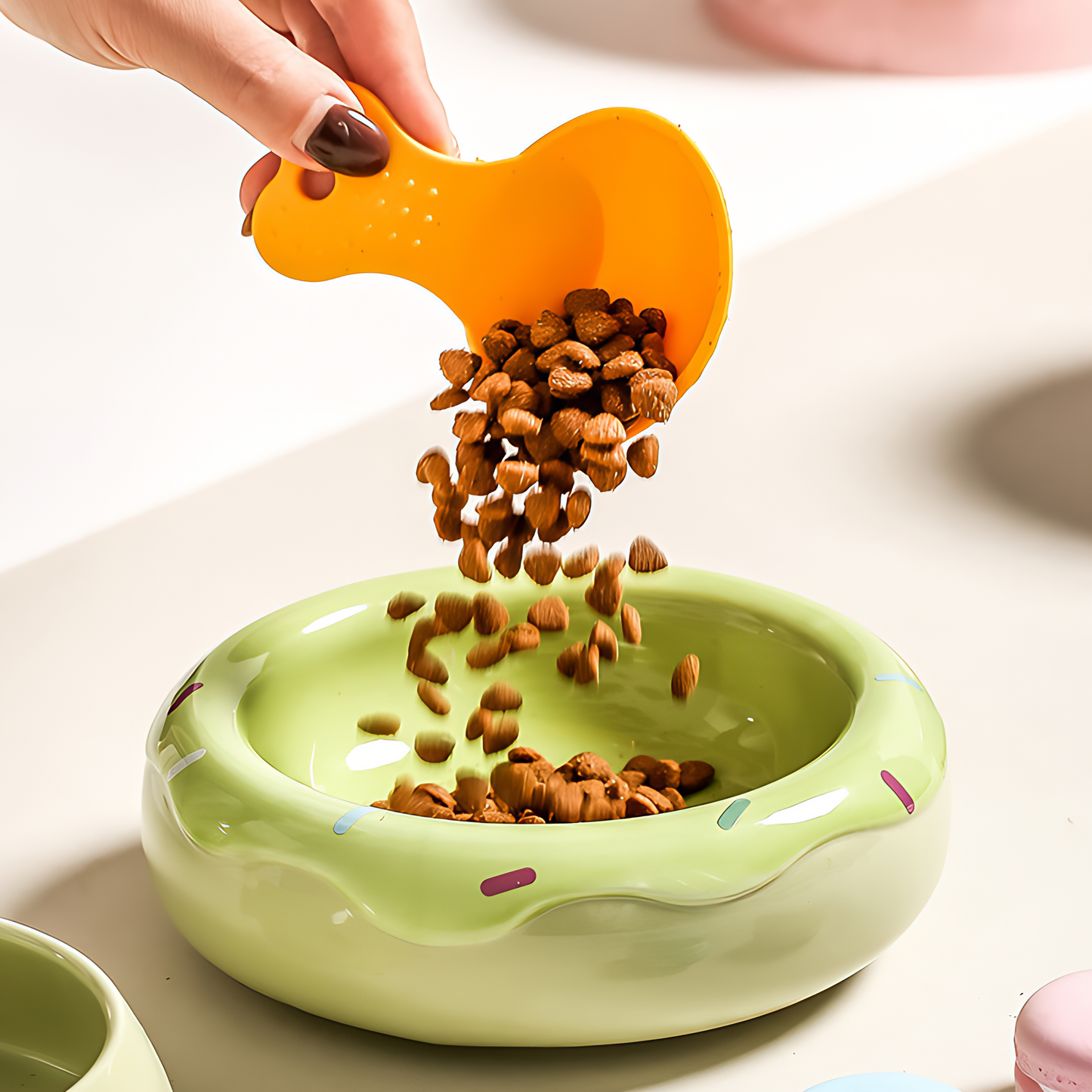 Donut Duo Ceramic Dog Bowl Set(Green)