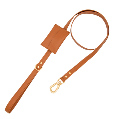 Small Dog PU Leather Harness & Leash Set (Fits Chest 26-50cm)(Little Teddy Brown)
