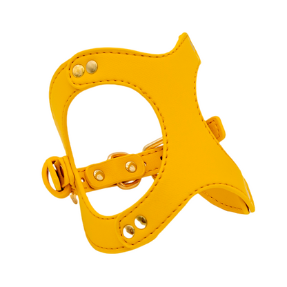 Small Dog PU Leather Harness & Leash Set (Fits Chest 26-50cm)(Sunshine Day Yellow)