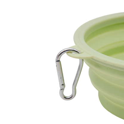 Collapsible Dog Bowls, Portable Travel Dog Bowl with Carabiner((Macaron Green)