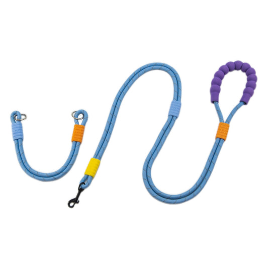 Heavy Duty Dog Collar & Leash Set with Comfort Padded Handle (Lake Blue)