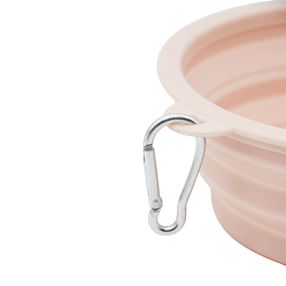 Collapsible Dog Bowls, Portable Travel Dog Bowl with Carabiner((Macaron Pink)