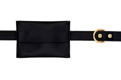 Medium Dog PU Leather Harness & Leash Set (Fits Chest 37-62cm)(Twinkle Black)