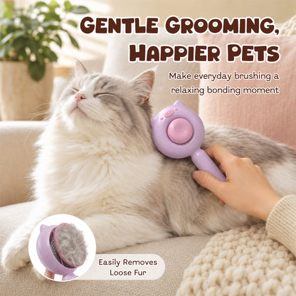 Cat & Dog Grooming Brush, Pet Hair Removal Brush for Long & Short Hair, Easy Clean Deshedding Brush for Cats and Dogs, Pet Grooming Comb for Loose Fur - Pink