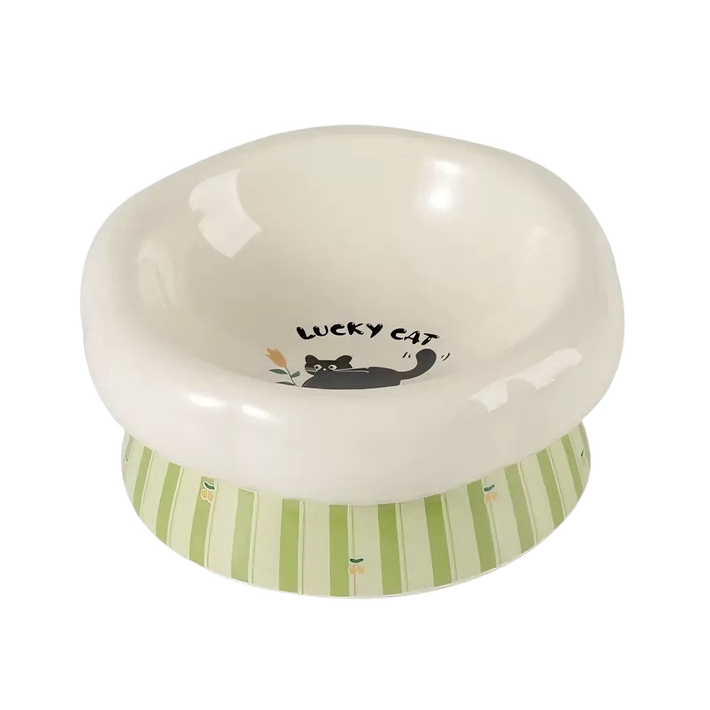 LuckyCat Petal Stripe Ceramic Pet Bowl