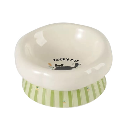 LuckyCat Petal Stripe Ceramic Pet Bowl