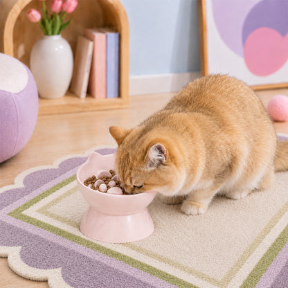 Cat & Dog Slow Feeder Bowl, Elevated Ceramic Pet Bowl, Anti-Gulping Slow Eating Bowl for Small & Medium Cats and Dogs, 5.9 Inch, Easy to Clean Pink