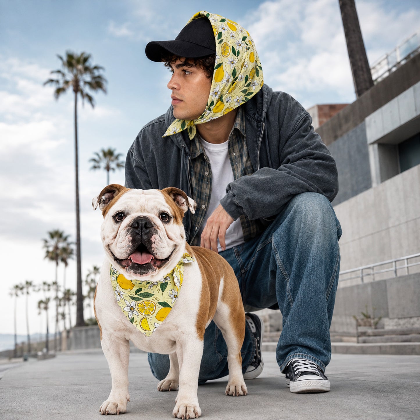 Matching Fruit Bandanas for Pets & Owners, Unisex Bandanas for Male & Female, Adjustable Summer Bandana