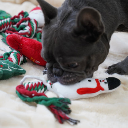 Knot Rope Tug Dog Toy, Christmas Collection(Snowman)