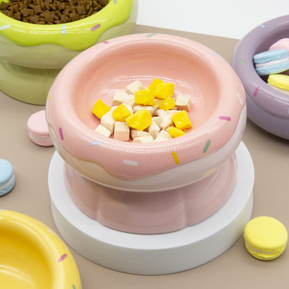 Donut Duo Ceramic Dog Bowl Set(Pink)