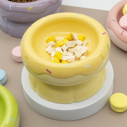 Donut Duo Ceramic Dog Bowl Set(Yellow)