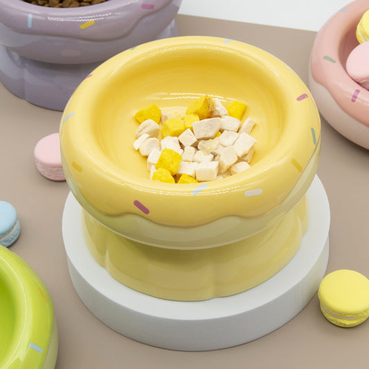 Donut Duo Ceramic Dog Bowl Set(Yellow)