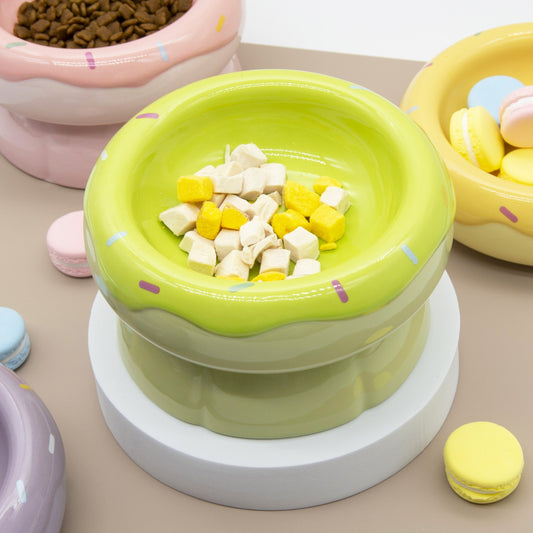 Donut Duo Ceramic Dog Bowl Set(Green)