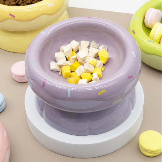 Donut Duo Ceramic Dog Bowl Set(Purple)