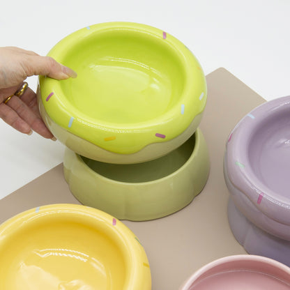 Donut Duo Ceramic Dog Bowl Set(Green)