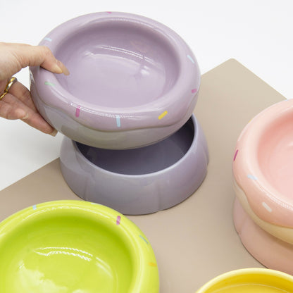 Donut Duo Ceramic Dog Bowl Set(Purple)