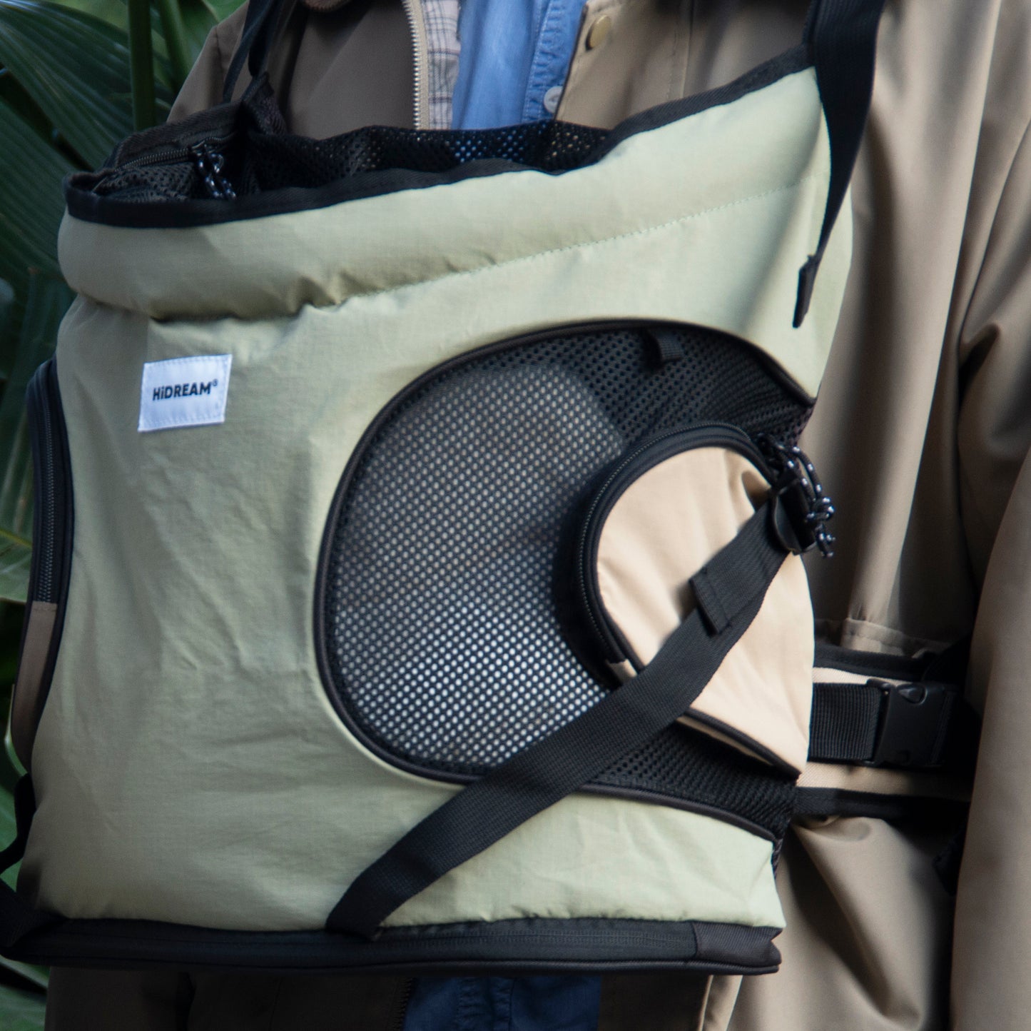 Breathable Canvas Dog Carrier Backpack, Forward Facing(Olive Green)