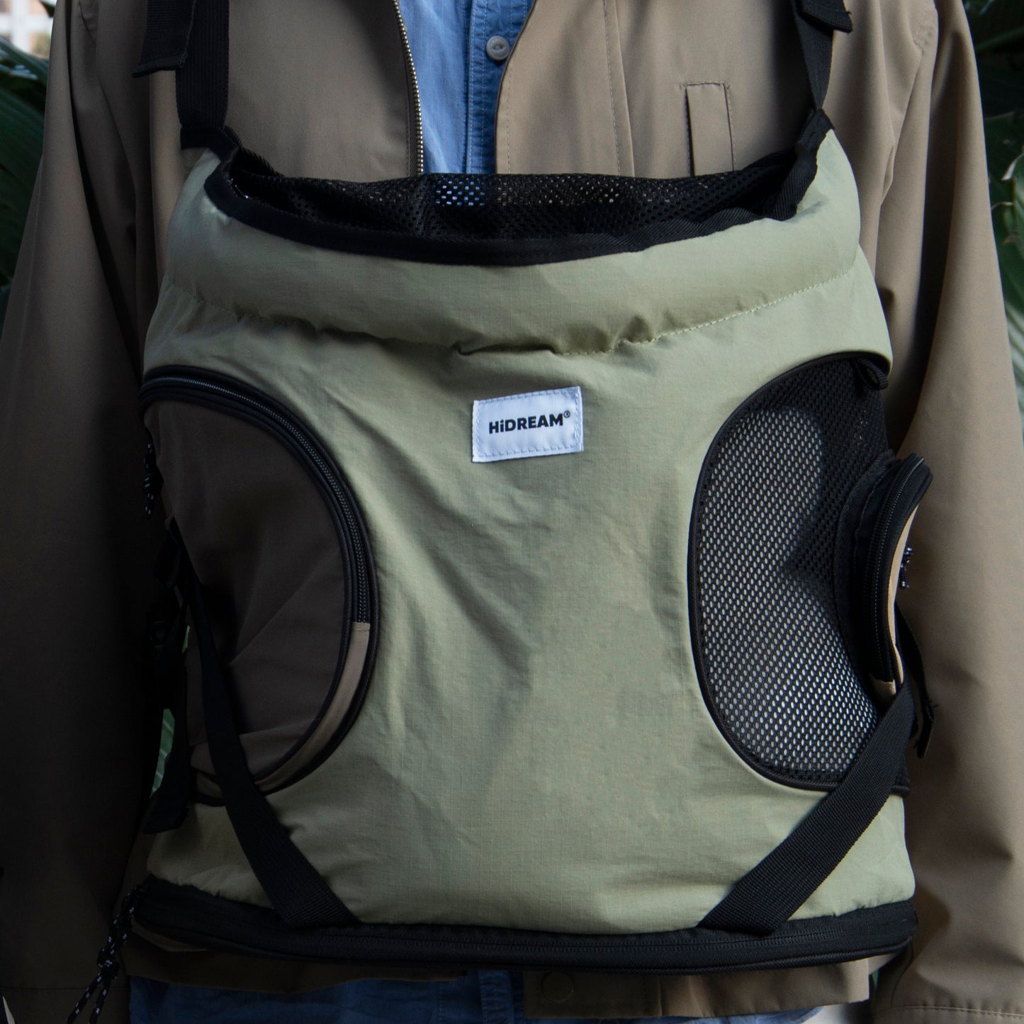 Breathable Canvas Dog Carrier Backpack, Forward Facing(Olive Green)