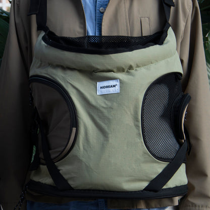 Breathable Canvas Dog Carrier Backpack, Forward Facing(Olive Green)