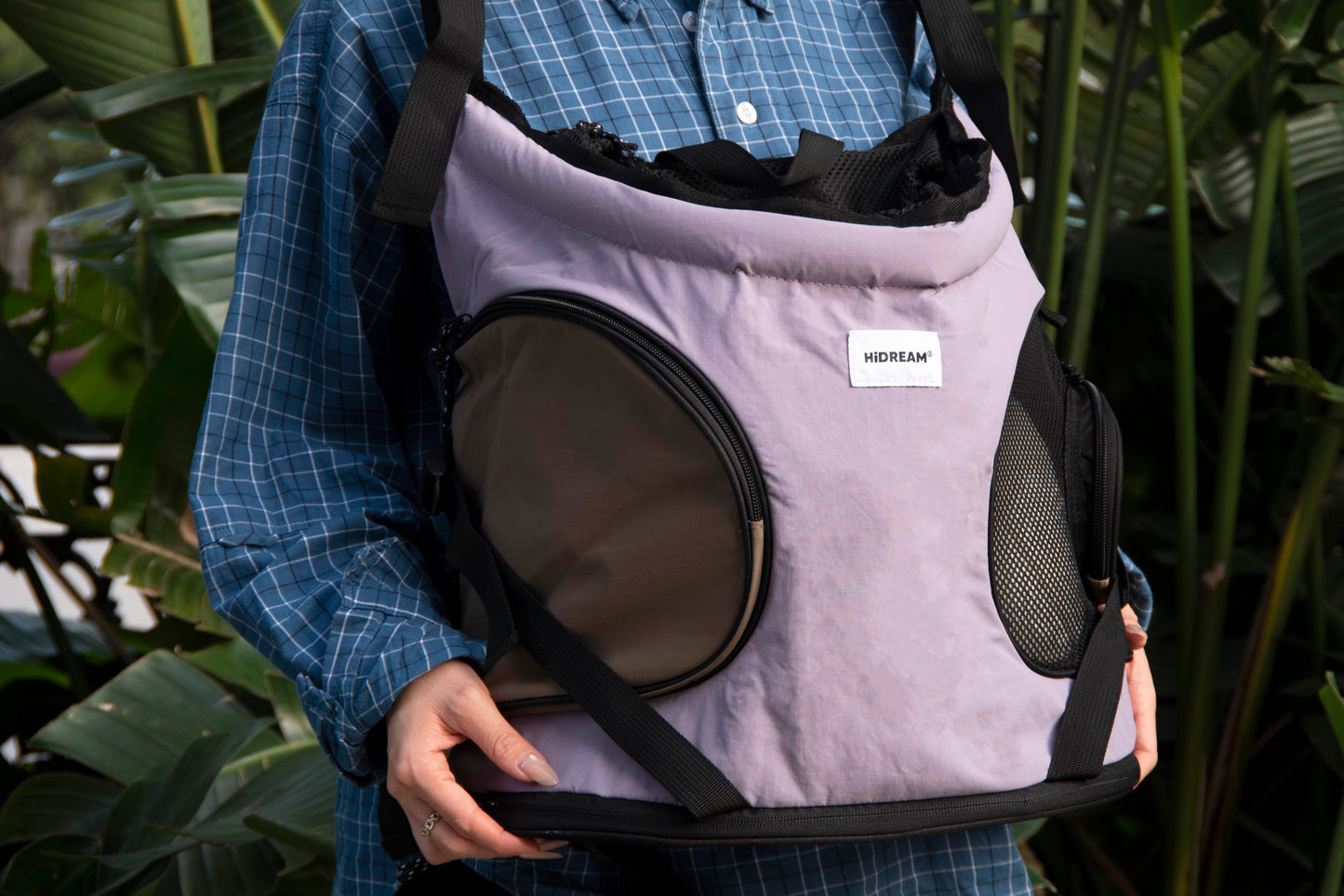 Breathable Canvas Dog Carrier Backpack, Forward Facing(Hibiscus Purple)