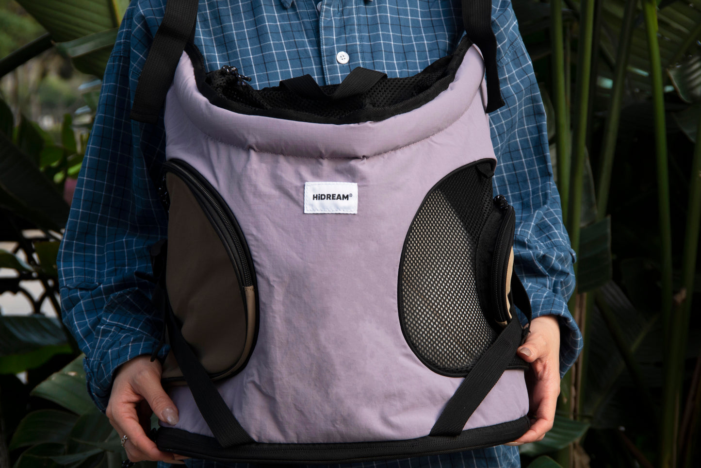 Breathable Canvas Dog Carrier Backpack, Forward Facing(Hibiscus Purple)