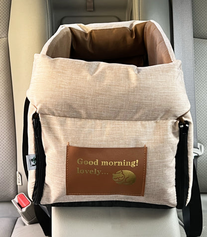 Small Dog Car Booster Seat with Thick Cushion(Khaki)