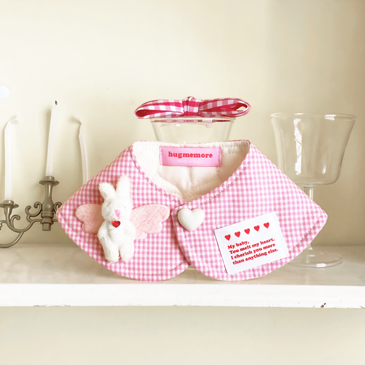 Plaid Dog Bandana(Peach Pink)