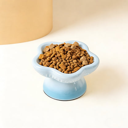 Flower Gradient Ceramic Pet Bowl (Blue)