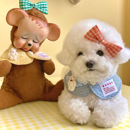 Plaid Dog Bandana(Light Blue)