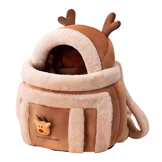 Travel Pet Carrier Bag; Breathable sling for small dogs and cats (5-10lbs)(Brown Reindeer）