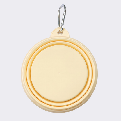 Collapsible Dog Bowls, Portable Travel Dog Bowl with Carabiner(Macaron Yellow)