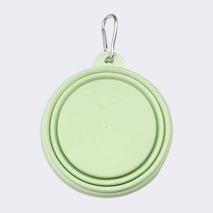 Collapsible Dog Bowls, Portable Travel Dog Bowl with Carabiner((Macaron Green)