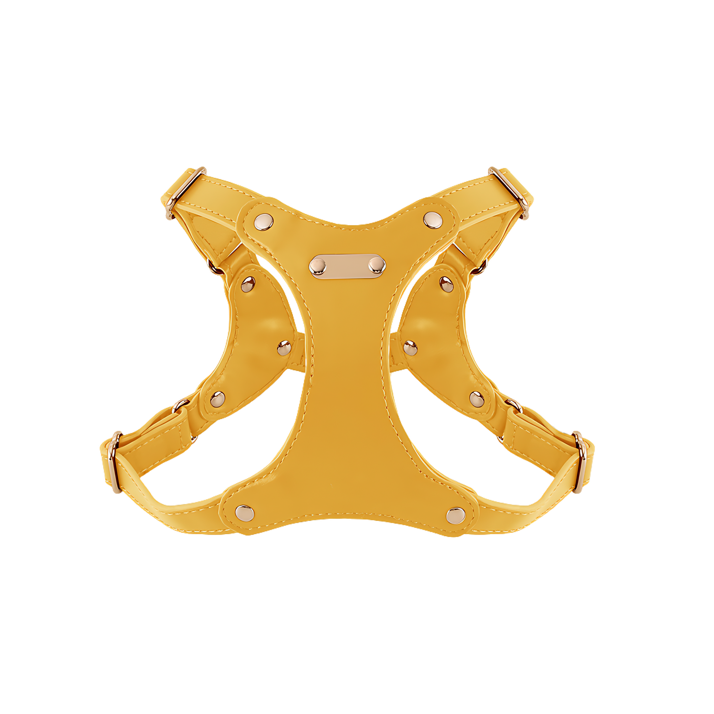 Medium Dog PU Leather Harness & Leash Set (Fits Chest 37-62cm)(Sunshine Day Yellow)