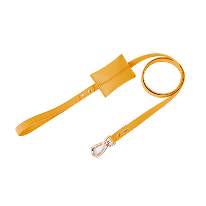 Medium Dog PU Leather Harness & Leash Set (Fits Chest 37-62cm)(Sunshine Day Yellow)