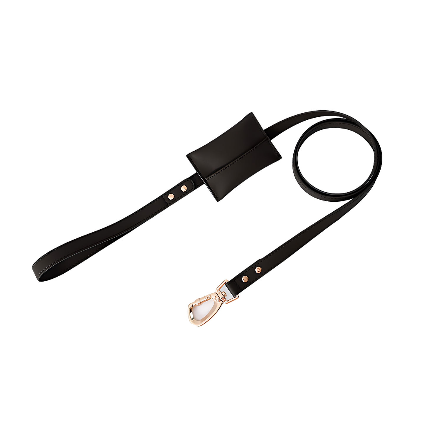 Medium Dog PU Leather Harness & Leash Set (Fits Chest 37-62cm)(Twinkle Black)