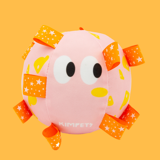 Big Eyed Grab Tabs Pup Ball Toy(Pink Mochi)