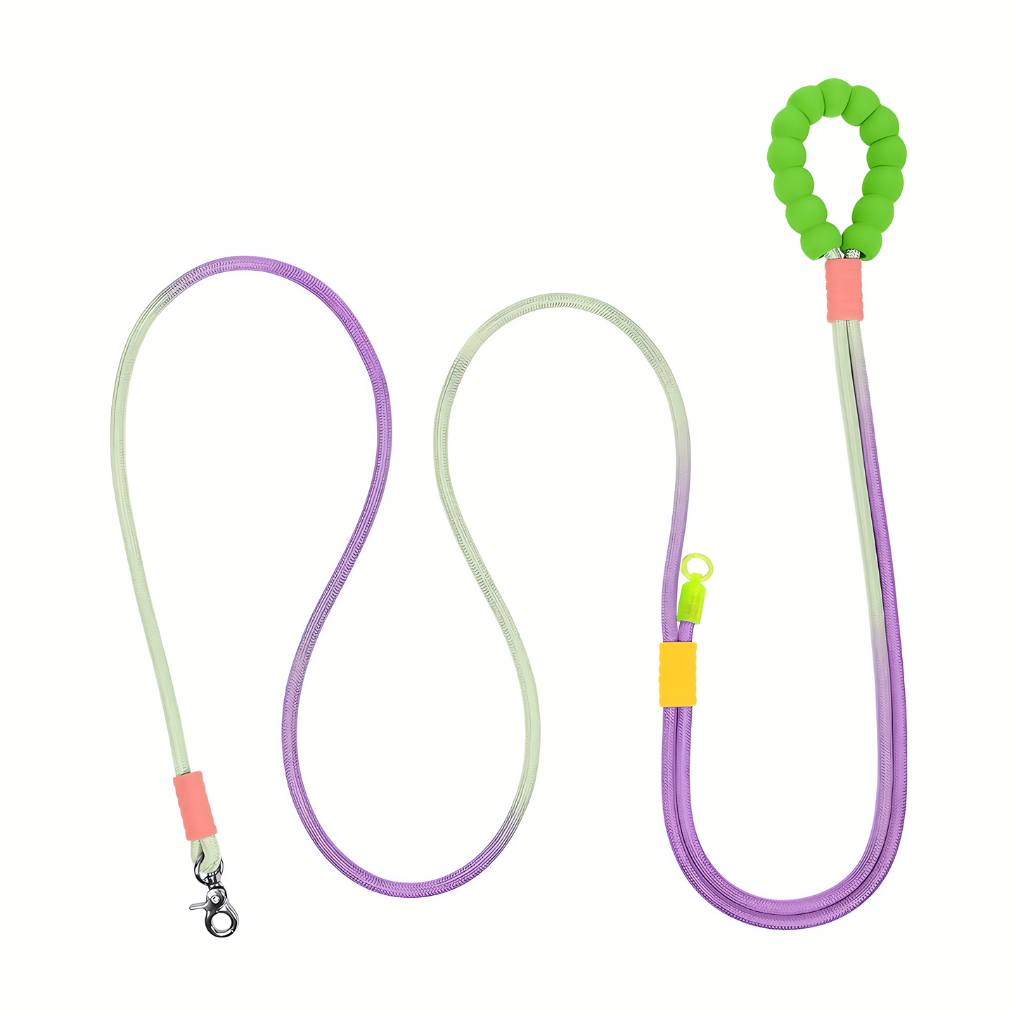 Neon-Color Heavy Duty Dog Leash with Comfort-Padded Handle (Violet-Green Ombré)