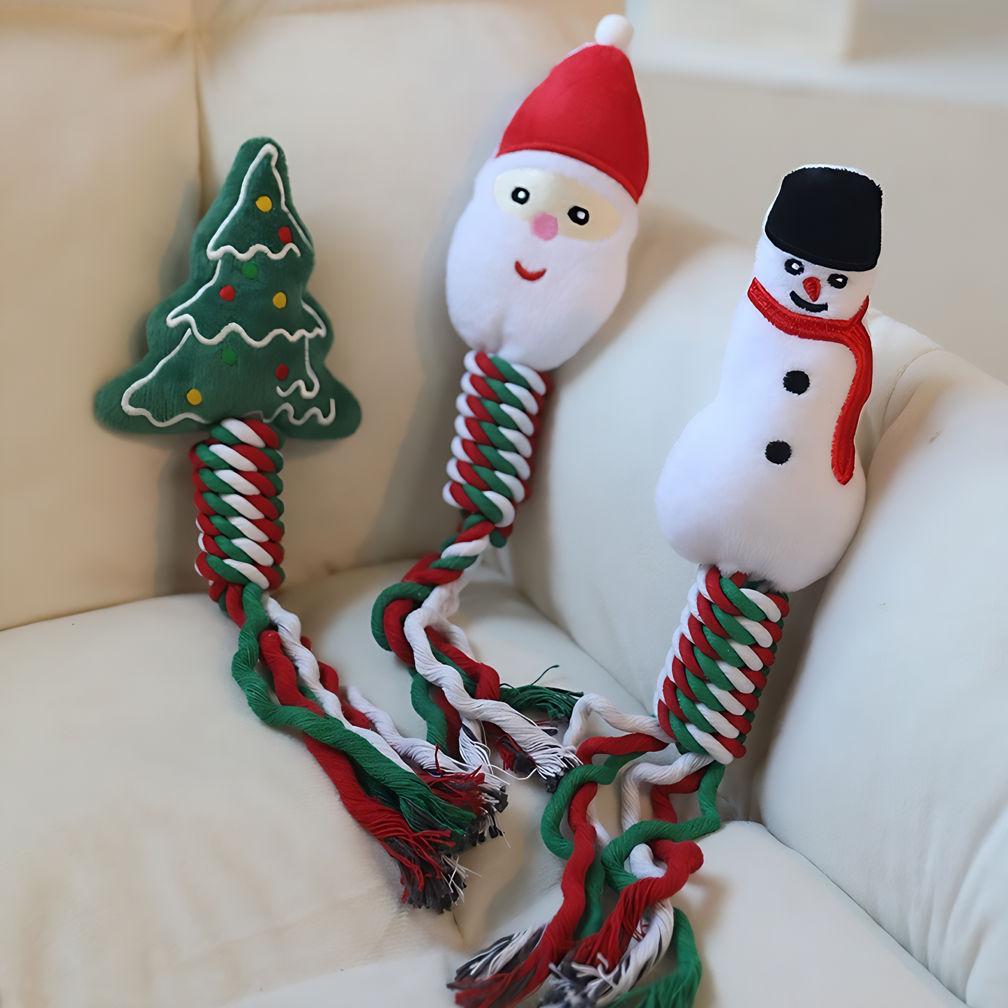 Knot Rope Tug Dog Toy, Christmas Collection(Snowman)