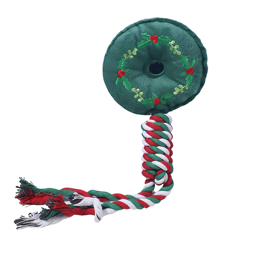 Knot Rope Tug Dog Toy, Christmas Collection(Green Ring)