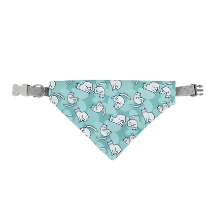 Dog bandana and collar set(Green Kitty)