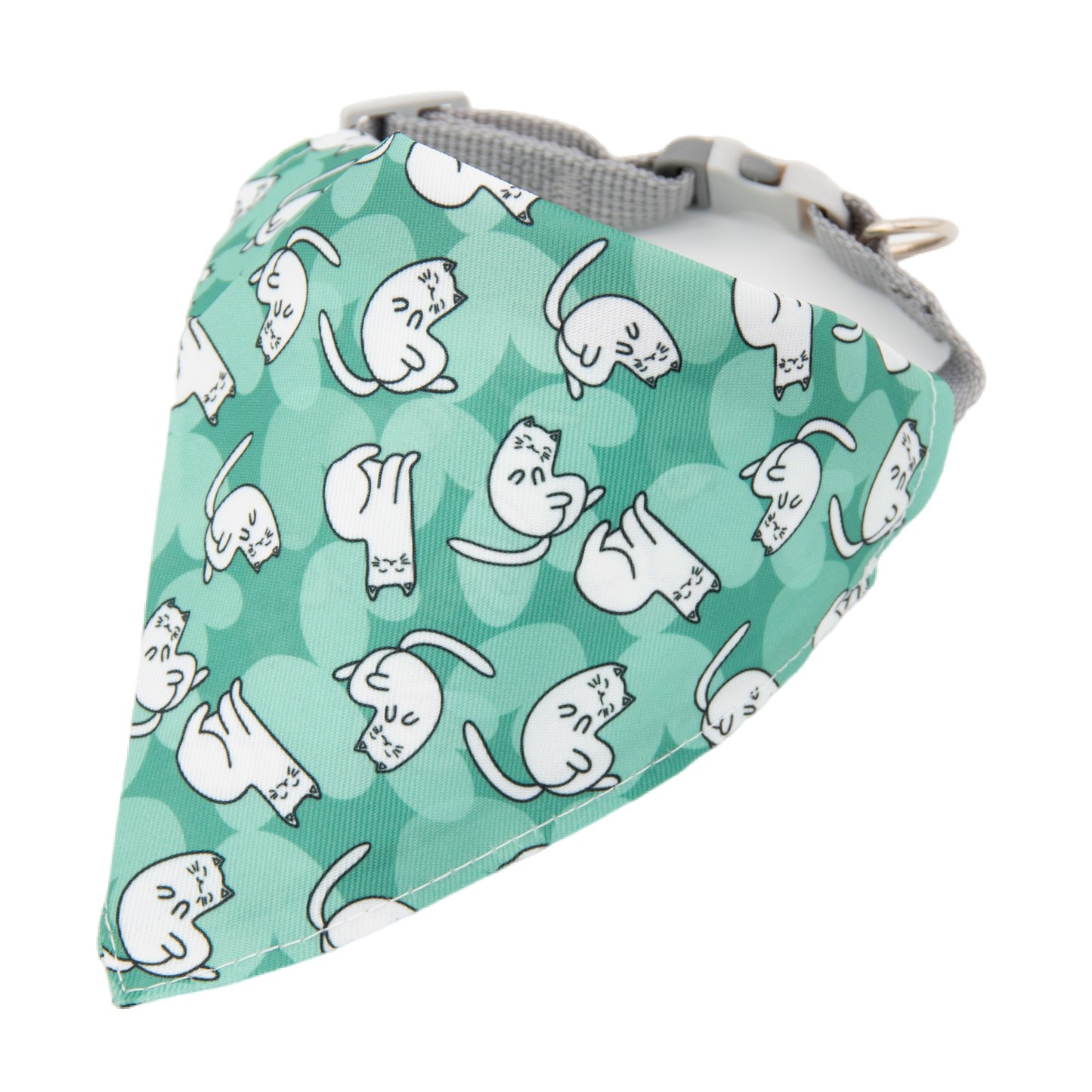Dog bandana and collar set(Green Kitty)
