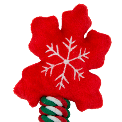 Knot Rope Tug Dog Toy, Christmas Collection(Red Snowflake)