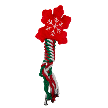 Knot Rope Tug Dog Toy, Christmas Collection(Red Snowflake)