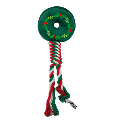 Knot Rope Tug Dog Toy, Christmas Collection(Green Ring)